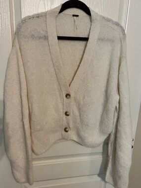 Free People Soft Cream Button-Front V-Neck Cardigan Size XS